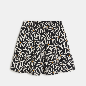 تنورة قصيرة من المخمل االمنقوش باللون الأسود للفتيات